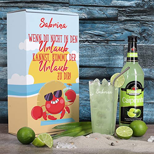 Herz & Heim® Urlaub in der Box als Geburtstagsgeschenk mit Capirinha und graviertem Cocktailglas in personalisierter… - Image 3