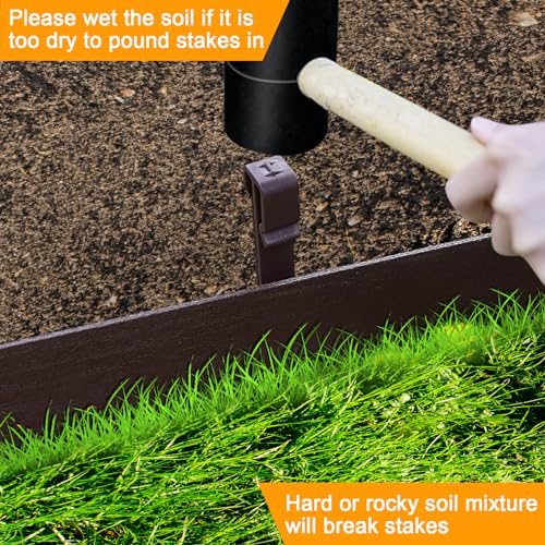 Hugeleaf Landscape Edging Coil 5 Inch High 40 Feet Length Terrace Board with 12pcs Stakes, Garden Edging Border for Landscaping, Lawn, Flower Beds, Yard (Brown) - Thumbnail 3