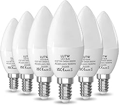 LUTW E14 LED Light Bulb Cool White 6500K, C37 LED Candle Bulb, 5W Equivalent 40W, 545LM, E14 Small Screw Base, Energy Saving 160° Beam Angle, Non-Dimmable, Pack of 6
