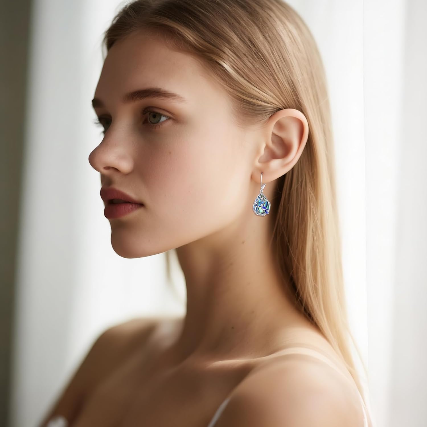 Blue Jay Earrings Sterling Silver Blue Jay Dangle Bird Jewelry Gifts for Women