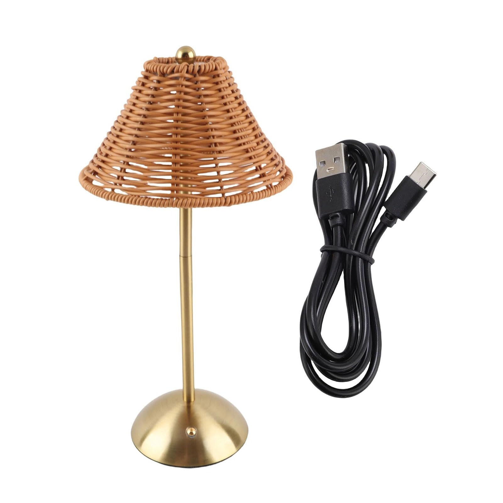 Kaeltsyn Cordless Rattan Table Lamps LED Rechargeable Reading Light Dimmable LED Bedside Lamp Home Decoration Decorative Lighting for Home Restaurant Hotel Table