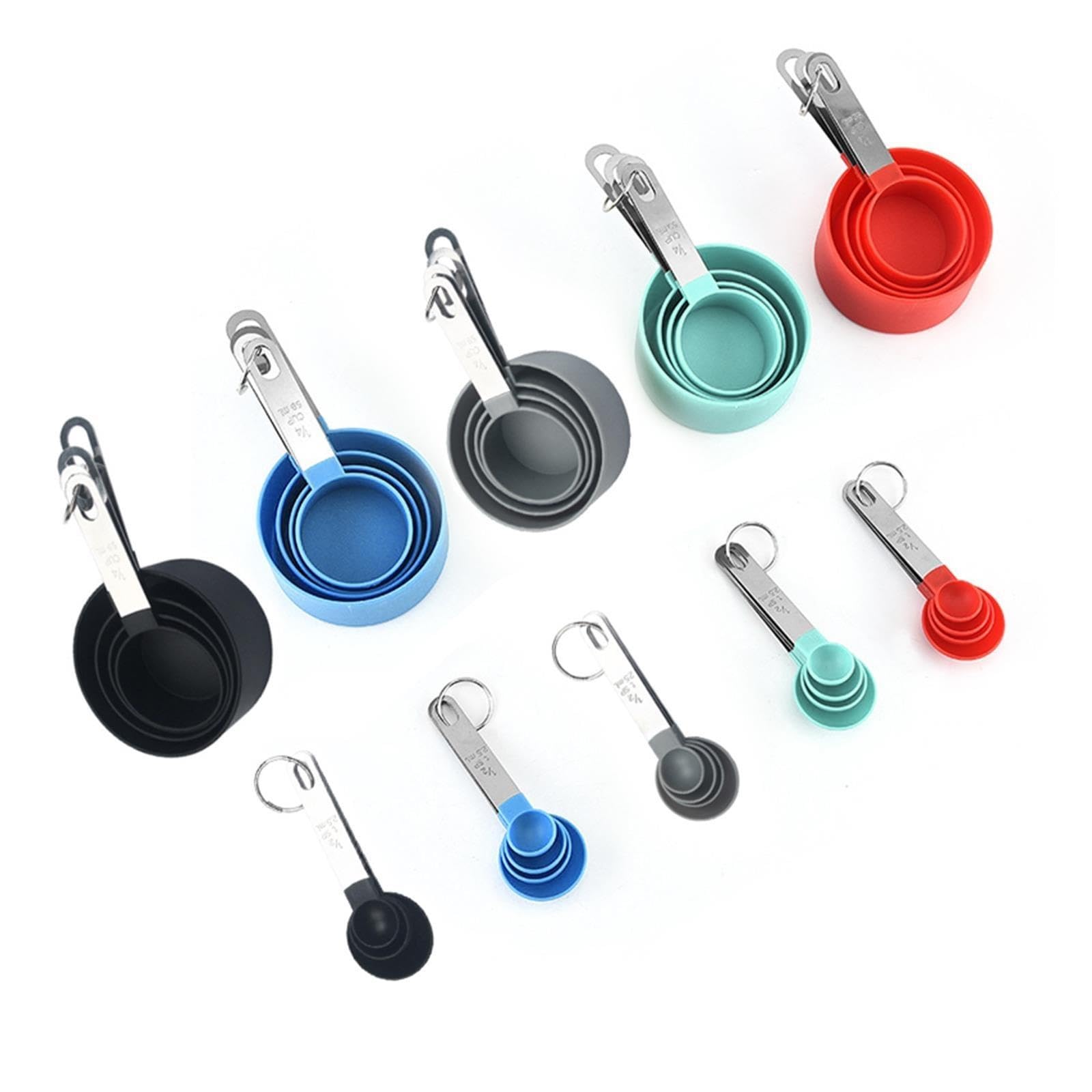 Set de cucharas y tazas medidoras 4/8pcs, utensilios de cocina de plastico
