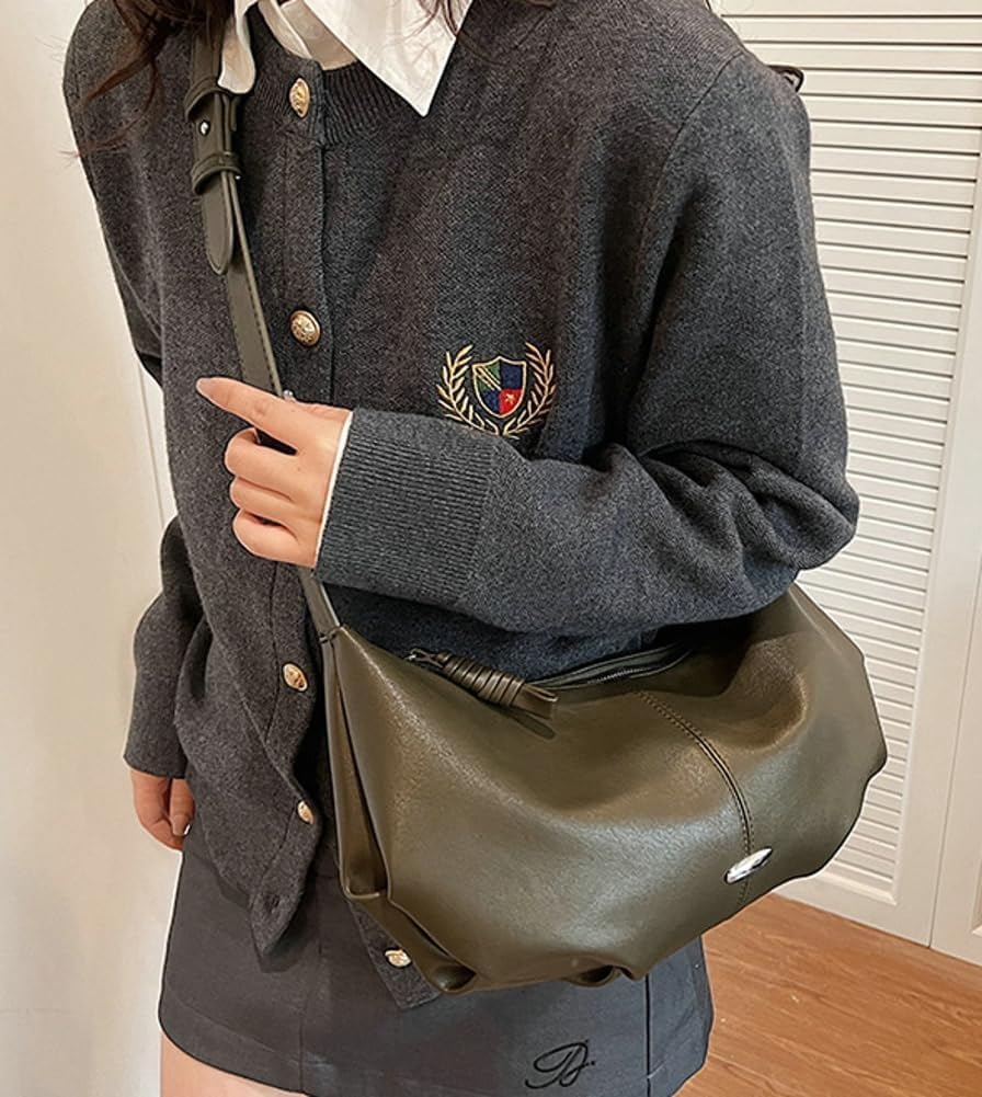 Trendy Shoulder Crossbody Bag for Women Small Dumpling Tote Purses Soft Vegan Leather Handbag Y2k Satchels