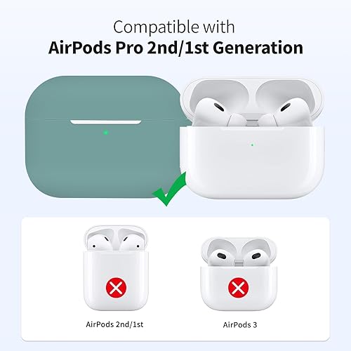 Vista 16 de Funda compatible con Airpods Pro 2 con llavero, funda protectora completa de silicona suave para Apple AirPods Pro de 2ª generación, LED frontal