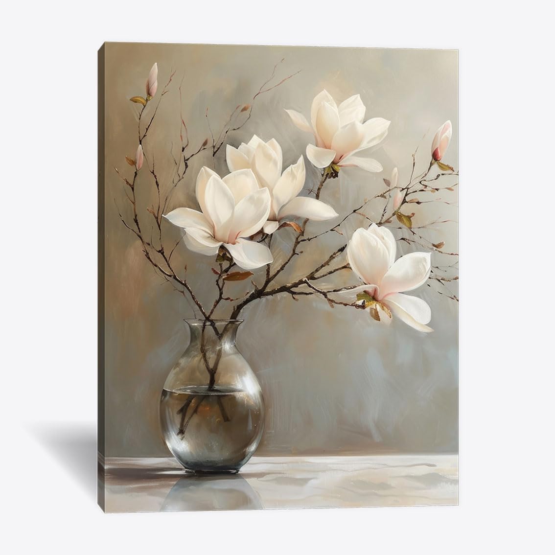 daktenn Floral Canvas Wall Art Bathroom Wall Art Pictures Wall Decor Home Decor Wall Decor for Bedroom Livingroom (12" x 16") 16L" x 12W" Tranquil Floral Elegance