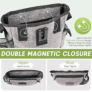 Massive Canine Deal with Pouch for Coaching with Magnetic Closure, Transportable Canine Strolling Fanny Pack Constructed-in Poop Bag Dispenser and A number of Pockets, Consists of Waist Belt Clip, Adjustable Shoulder Strap (Gray)
