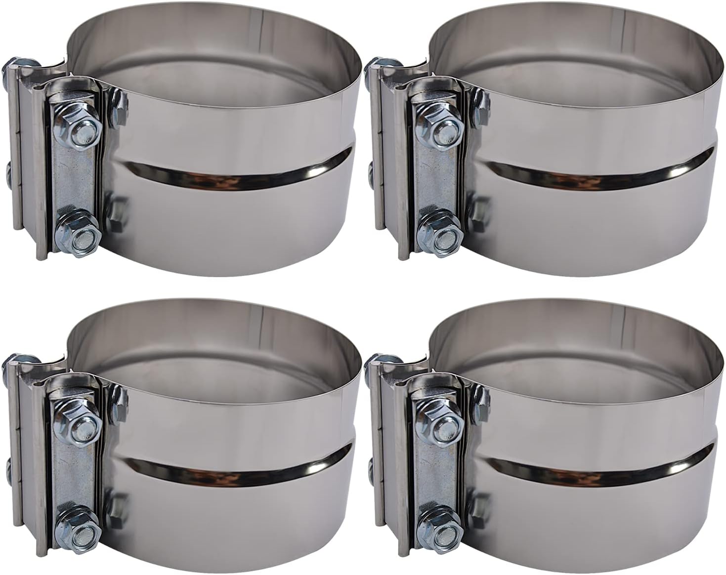 3.5 inch Exhaust Clamps Stainless Steel for 3.5" Exhaust Pipe Muffler Band Clamp and Exhaust System Reoair Maintainance - 4 Pieces