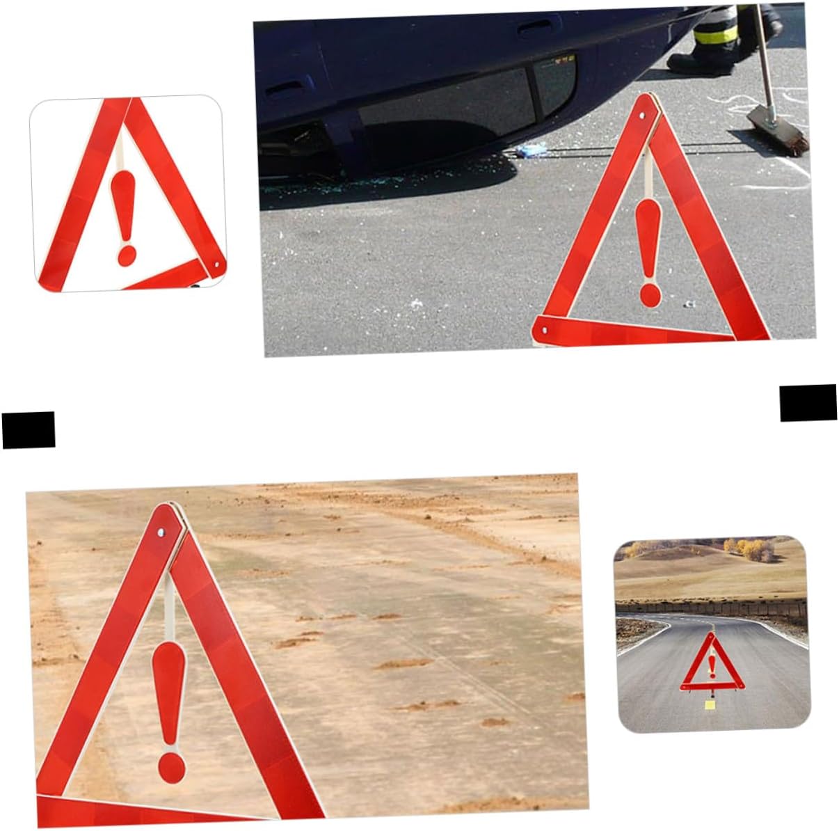 Unomor 4pcs Auto Safety Warning Signs Car Warning Triangle Kit Material Easy to Store Firm Structure for Vehicle Maintenance Construction