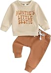 Bébé enfant Bébé Garçons Filles Outfits de l'automne Tante Les petites lettres Bestie Imprimer Sweatshirt Tops et jeu de pantalons Jogger