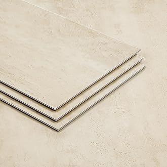 Lucida Surfaces Luxury Vinyl Flooring Tiles | Stone Look Tiles | Interlocking Flooring | DIY Friendly | MaxCore Terra | 6""x12"" | Sample Tile, Cream, MT-603SMP