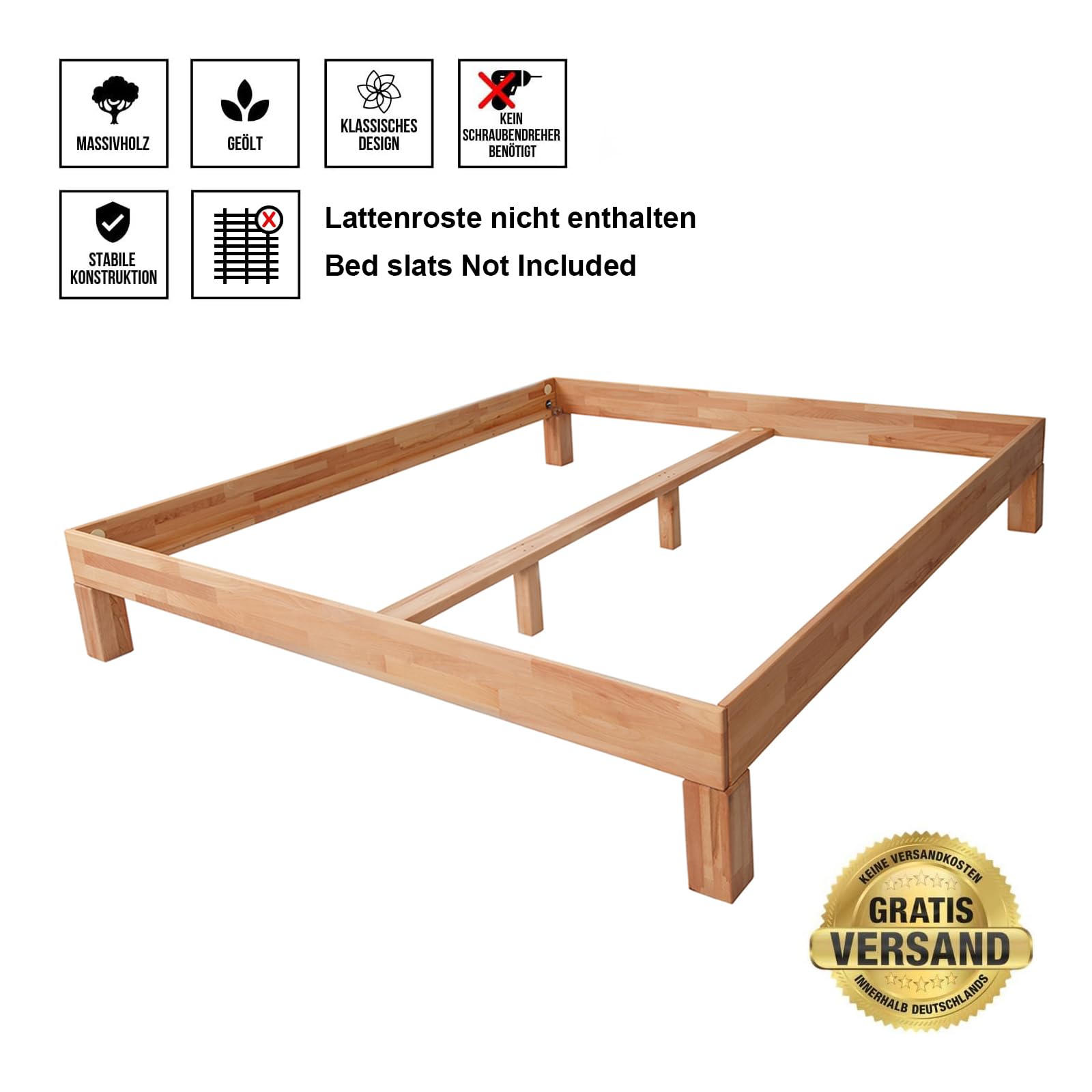 Krok Wood Massivholzbett Jana in Buche (180 x 200 cm)