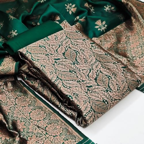 Image of Women's Banarasi Silk Unstitched Salwar Suit Dress Material with Dupatta, Unstitched Salwar Suit Set with Dupatta, Salwar Material for Women, Salwar Material for Women Unstitched
