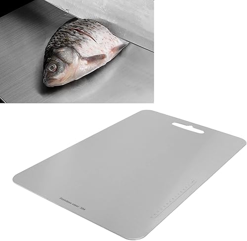 Miniatura 6 de , 304 tablas de cortar de doble cara de acero inoxidable Tabla de hornear Tabla de repostería para cocina, carne, verduras, pan, alfombrillas de