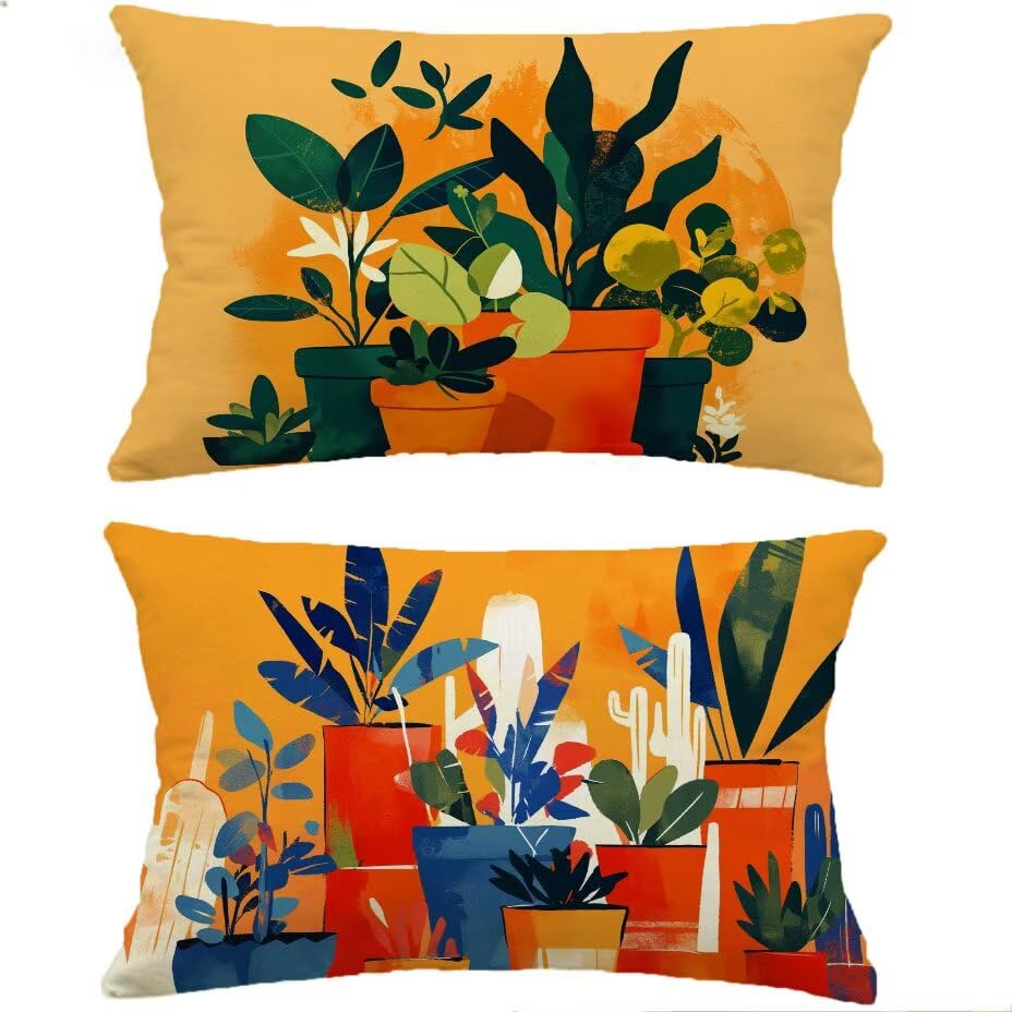 Housse de coussin de jardin texture lin haut de gamme orange 60x90 cm