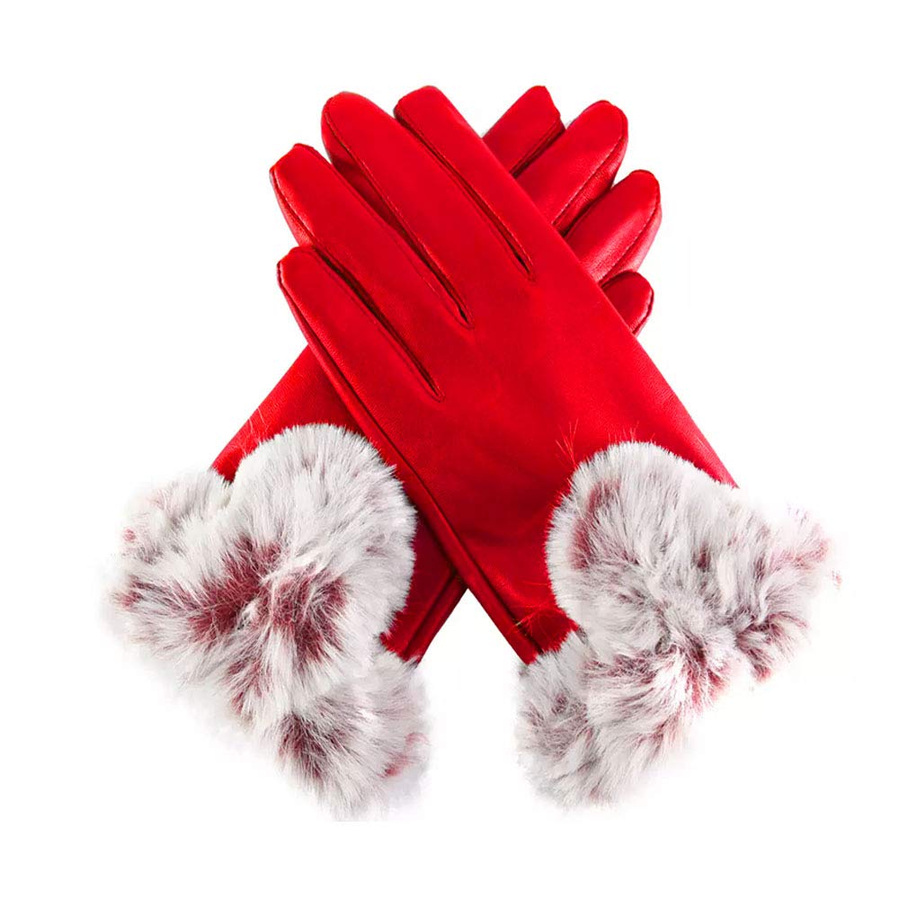devil Krystle Women & Girl's Wrist Winter Soft and warm Covered Finger Rabbit Fur Gloves/Mittens (Warm, Windproof, Wool)-(Red; Free Size)-picture-42