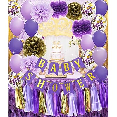 purple gold baby shower theme