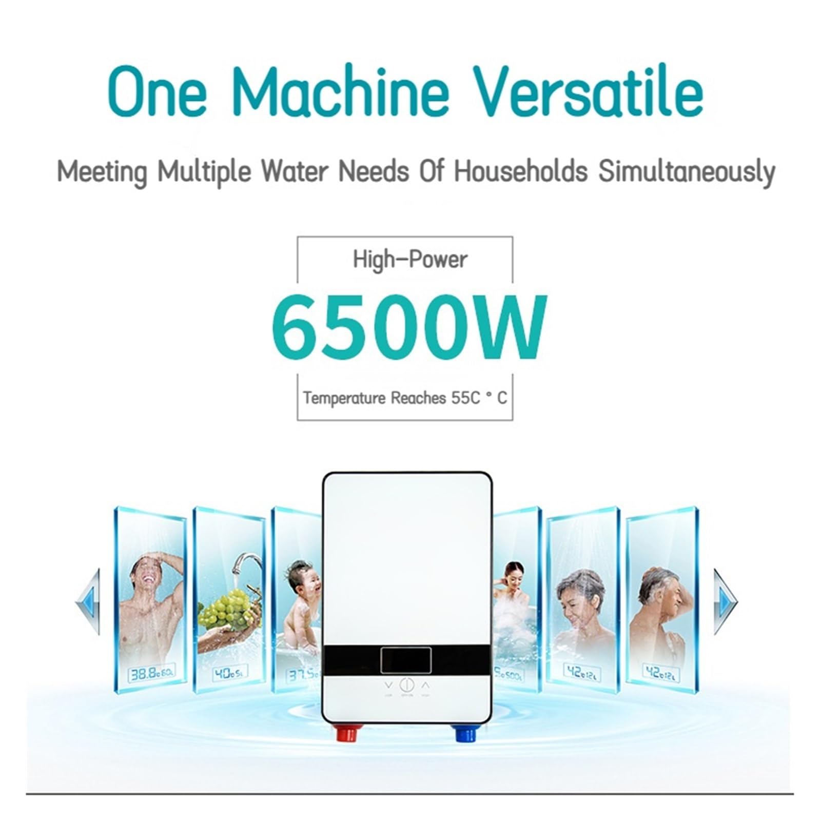 Podgrzewacz Ciepłej Wody 6500w Natychmiastowy Bezzbiornikowy Podgrzewacz Wody Termostat Nagrzewnica Indukcyjna Smart Touch Grzejniki Elektryczne Prysznic Automatica,Oszczędzaj czas
