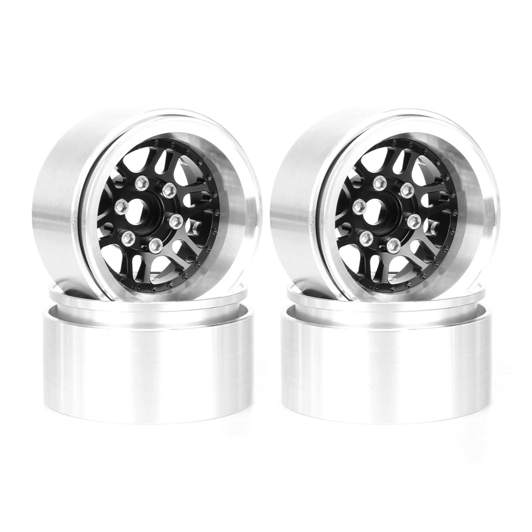 KEEDA 4 sztuki metalowych kół 1,9 cala Beadlock Felgi Negative Offset - 10 mm felga Upgrade części zamienne do SCX10 Pro TRX4 VS4-10 Gen8 TRX6 1/10 RC Crawler Auto Truck (czarne)