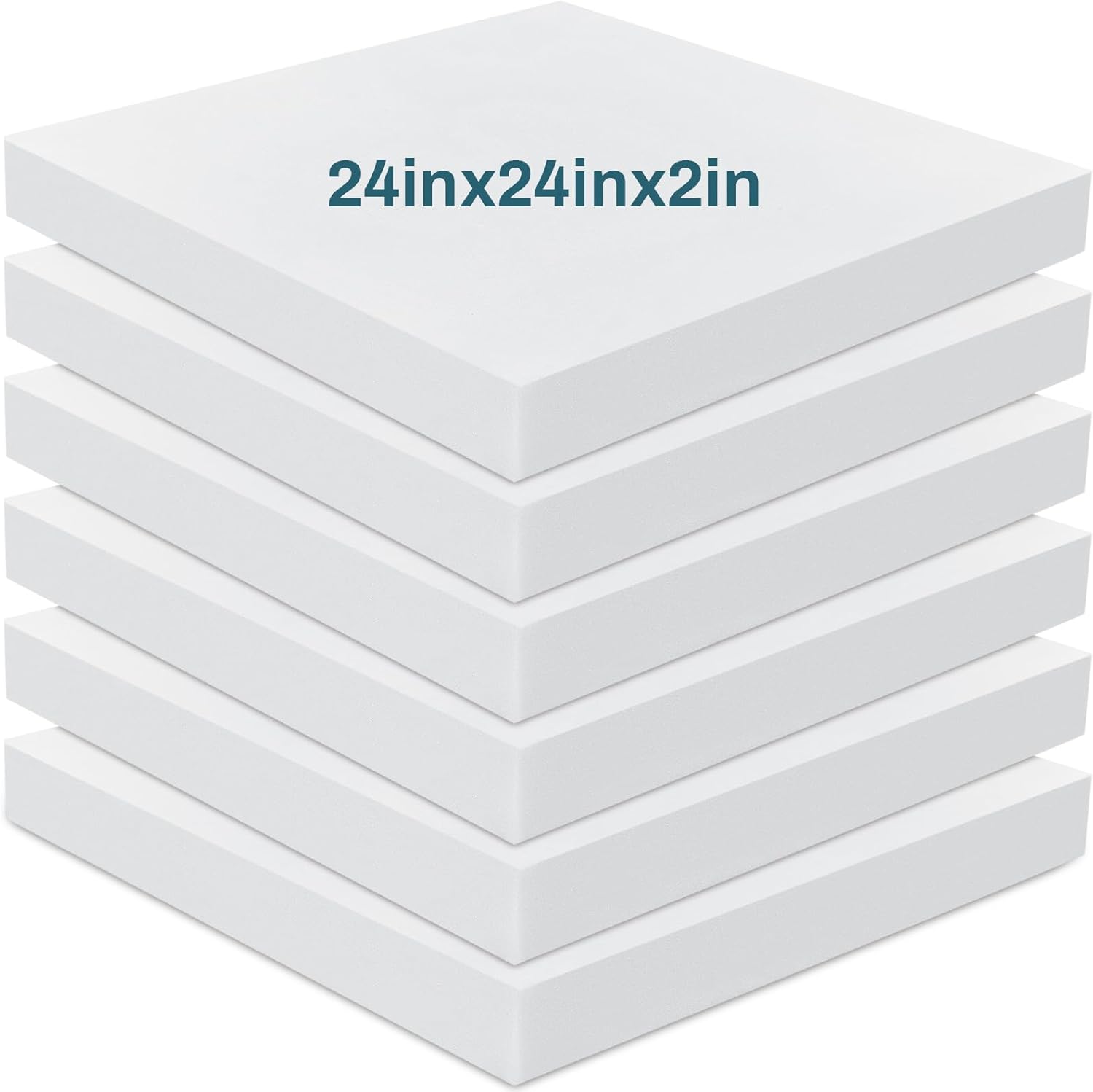 Frienda 6 Pack 2" X 24" X 24" Upholstery High Density Foam Cushion White Square Seat Replacement Cushion or Commercial Use Stuffing Craft Foam Couch Chair Padding DIY Projects
