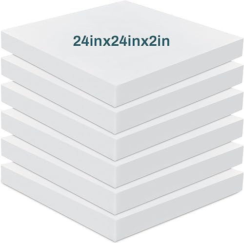 Vista 8 de Frienda 6 Pack 1" X 24" X 24" Upholstery High Density Foam Cushion White Square Seat Replacement Cushion or Commercial Use Stuffing Craft Foam Couch