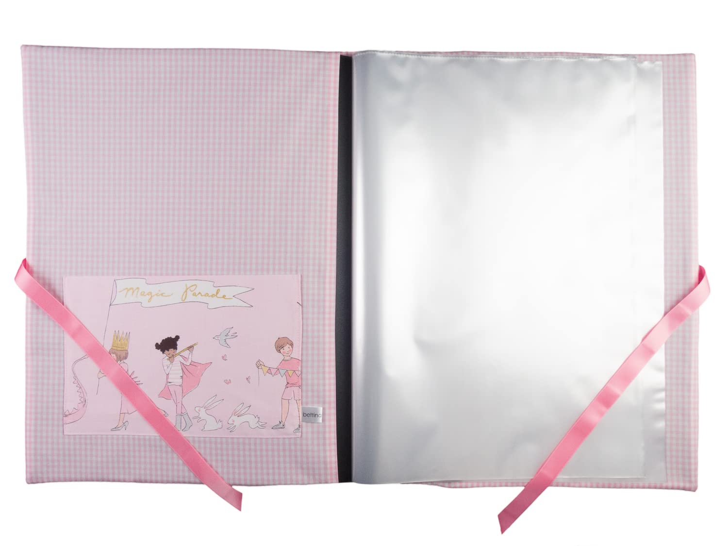bettina bruder - Sammelmappe DIN A3 - innen 30 Sichthüllen - Einhorn Kinder rosa weiß Vichykaro