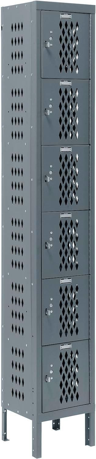 Global Industrial 6-Tier 6 Door Ventilated Locker, 12"Wx12"Dx12"H, Unassembled