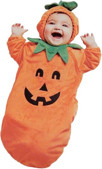Newborn Baby Girl Boy Halloween Outfits Plush Pumpkin Hoodie Zipper Onesie Long Sleeve Fleece Hooded Jumpsuit Sack