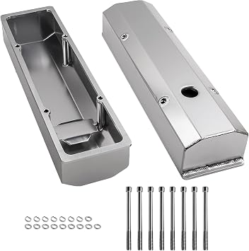 Valve Covers Aluminum for Chevy SBC 283 302 305 327 350 383 400 Engine Small Block 1958-1986, 1/4" Billet Rail