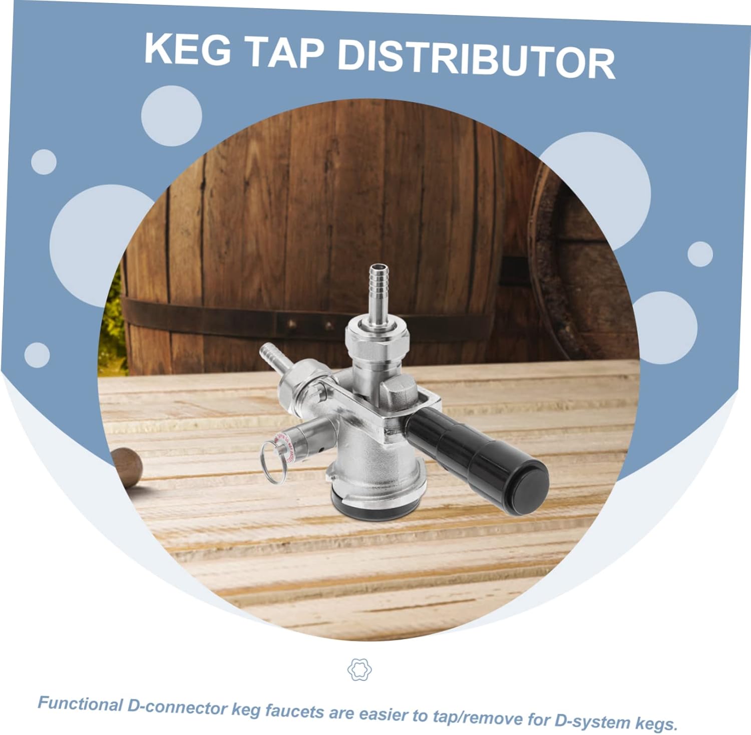 1Set D System Keg Coupler with Pressure Relief Valve Beer Keg Tap for Kegerator Draft Beer Systems Hose Connection Design for Dispensing