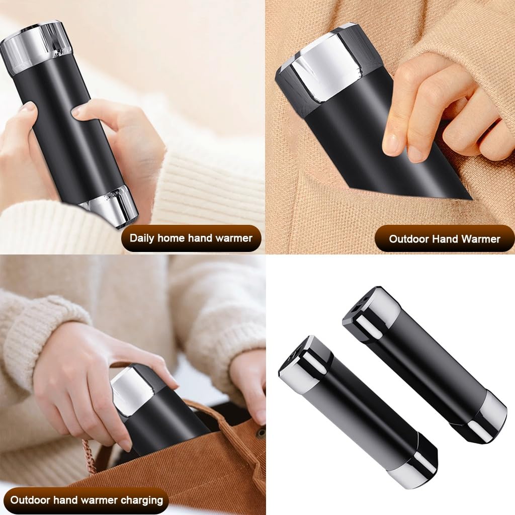 Riscaldatori di mano ricaricabili 2 Pack, 6 ore di calore duraturo, 3 livelli fino a 55℃ elettrico Pocket Hand Warmer, ideale per Golf Caccia Escursionismo (Color : Silver)
