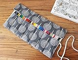 CreooGo Canvas Pencil Wrap, Pencils Roll Case Pouch Hold For 72 Colored Pencils ( Pencils are not included )-Tree,72 Holes