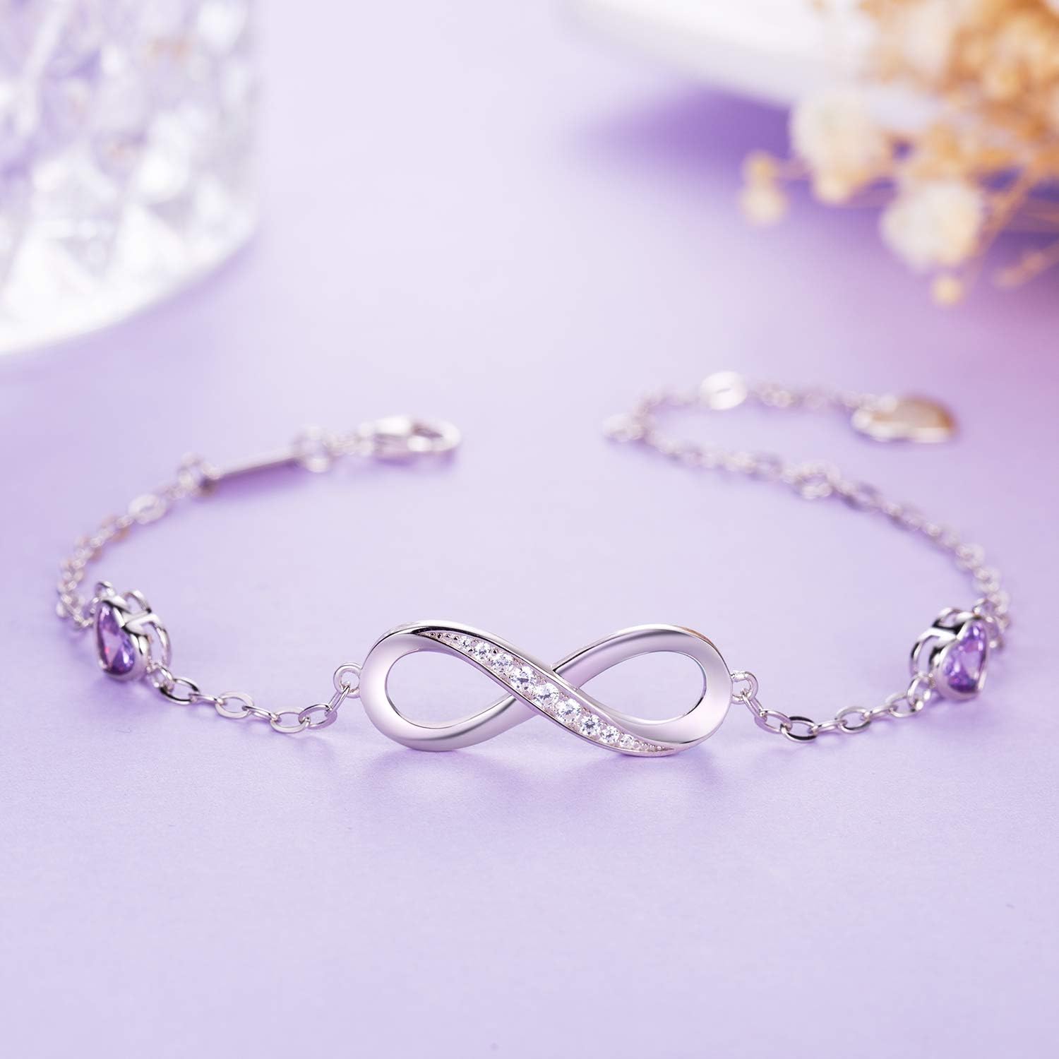 Billie Bijoux Infinity Love Bracelets for Women 925 Sterling Silver Womens Bracelet Love Symbol Charm Adjustable Bracelet Jewelry - Image 4