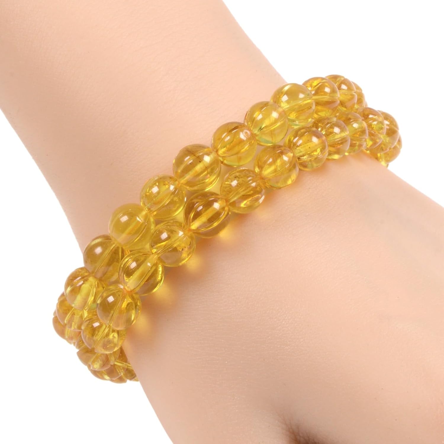 Justinstones Natural Amber Honey Wax Energy Beads Bracelet Crystal Healing Irregular Freeform Baltic Amber Stretchable Bracelet for Adults (Women/Men)