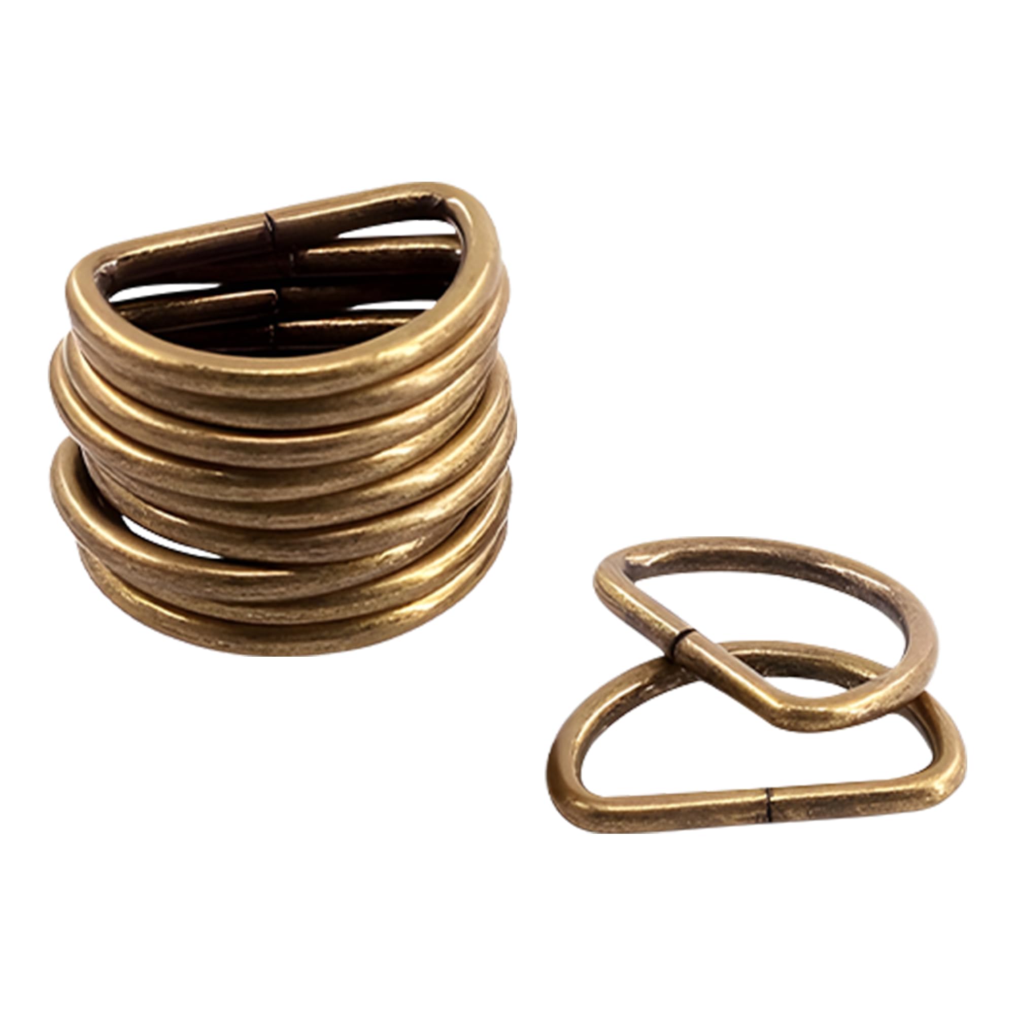 WedDecor 30mm Antique Brass Non Welded Metal D Ring Fasteners Buckle for Adjustable Fastening Webbing, Arts and Crafts, Pet Collars, Repairing Bags, Straps, 20pcs โ image 1