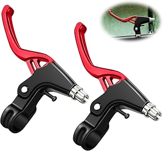 QKTYB 1 Pair Bicycle Brake Levers Universal Full Aluminium Alloy BMX Brake Levers Hand Brakes for MTB/BMX Mountain Road Bike Bicycles Brake Handle 2.2cm Diameter (Red)