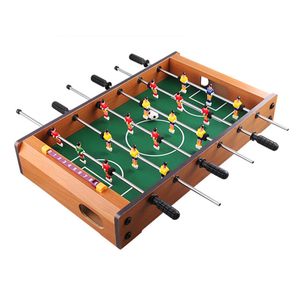 Mini Calcio Balilla da Tavolo in Mdf Sei Aste e Striscia Punteggio, Gioco da Tavolo Portatile e Adulti, per Serate in Famiglia