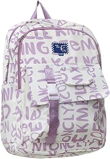 شنطة مدرسية مقاومة للماء بسعة تخزينية كبيرة ومظهر رائع للأطفال والمراهقين بلون أرجواني وأبيض، من سوكاني