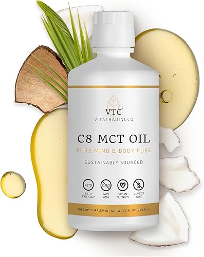 Miniatura 4 de VitaTradingCo C8 MCT Aceite 100 puro 32 oz  Keto y Paleo  Ácido Caprílico  Energía Limpia  Grasa Saludable  Fuente Sostenible y Sin OGM  64 porciones