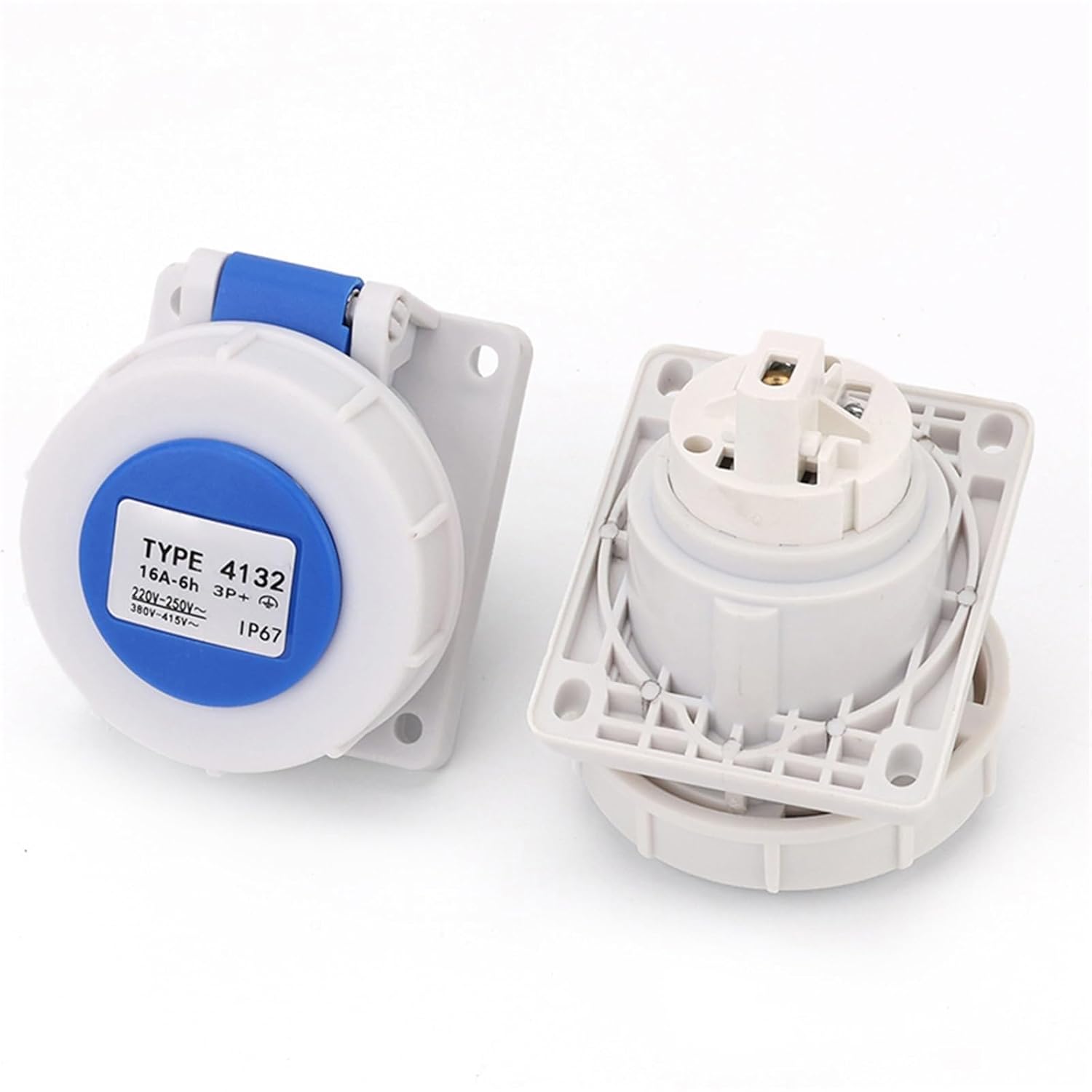 3pcs IP67 16A 220-250V 6H 2P+E 3pin 3 Phase 3 AC Outlets Electrical Plug Nylon Material 16A Plug