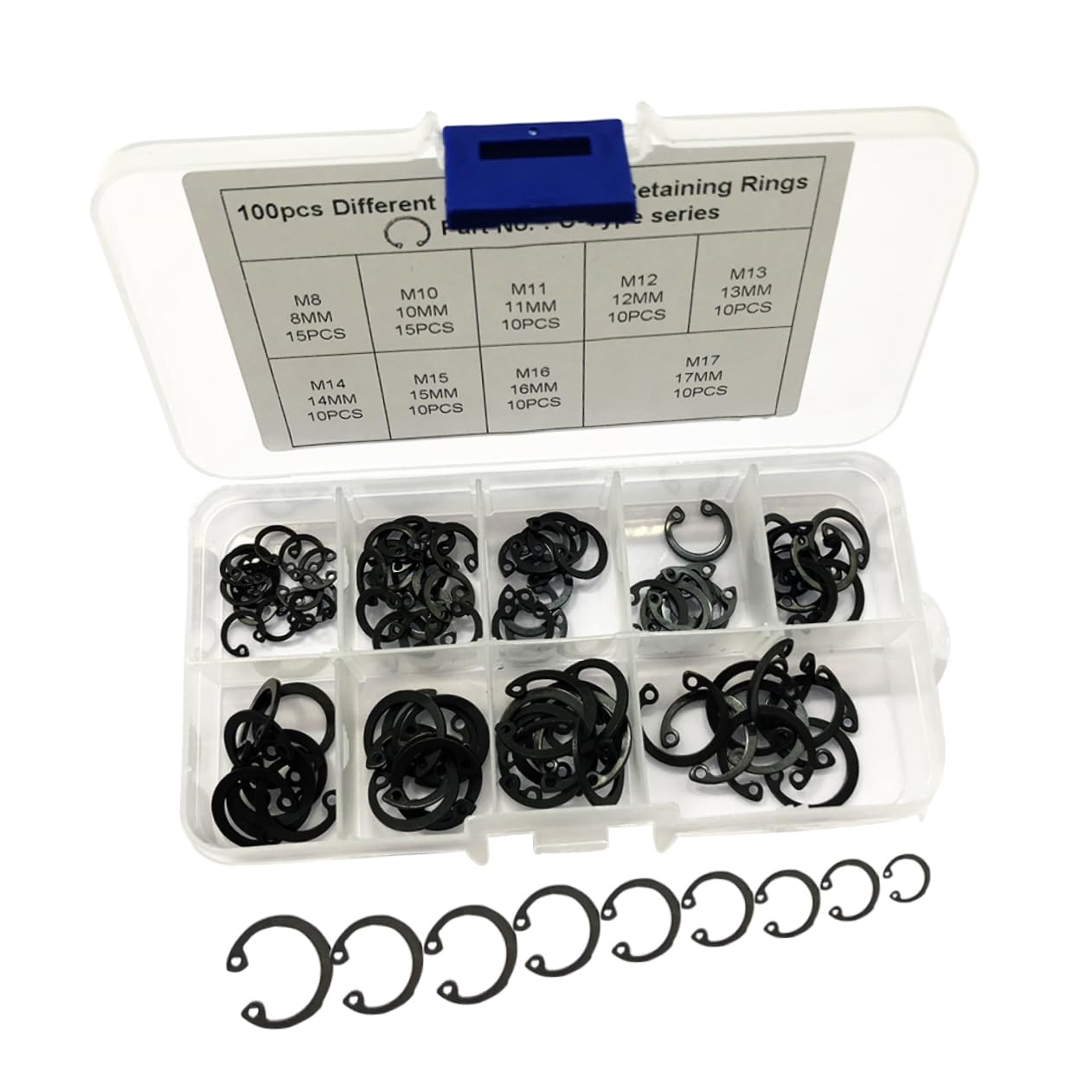 3pcs 100 1 65 Snap Ring Kit 100 in 1 Retaining Rings Set 9 Sizes for Automotive Industrial Machinery Hobbies Black