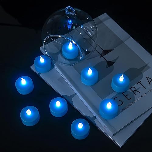 Miniatura 3 de Velas LED de té - Paquete de 24 velas azules sin llama realistas y brillantes parpadeantes de larga duración 200 horas para celebración de