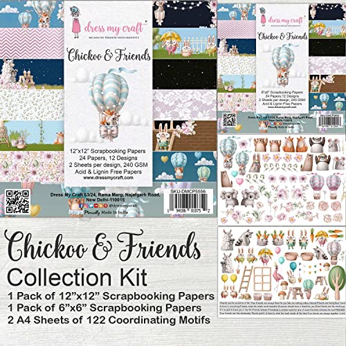Kit de Papel Chickoo & Friends Dress My Craft para Scrapbooking