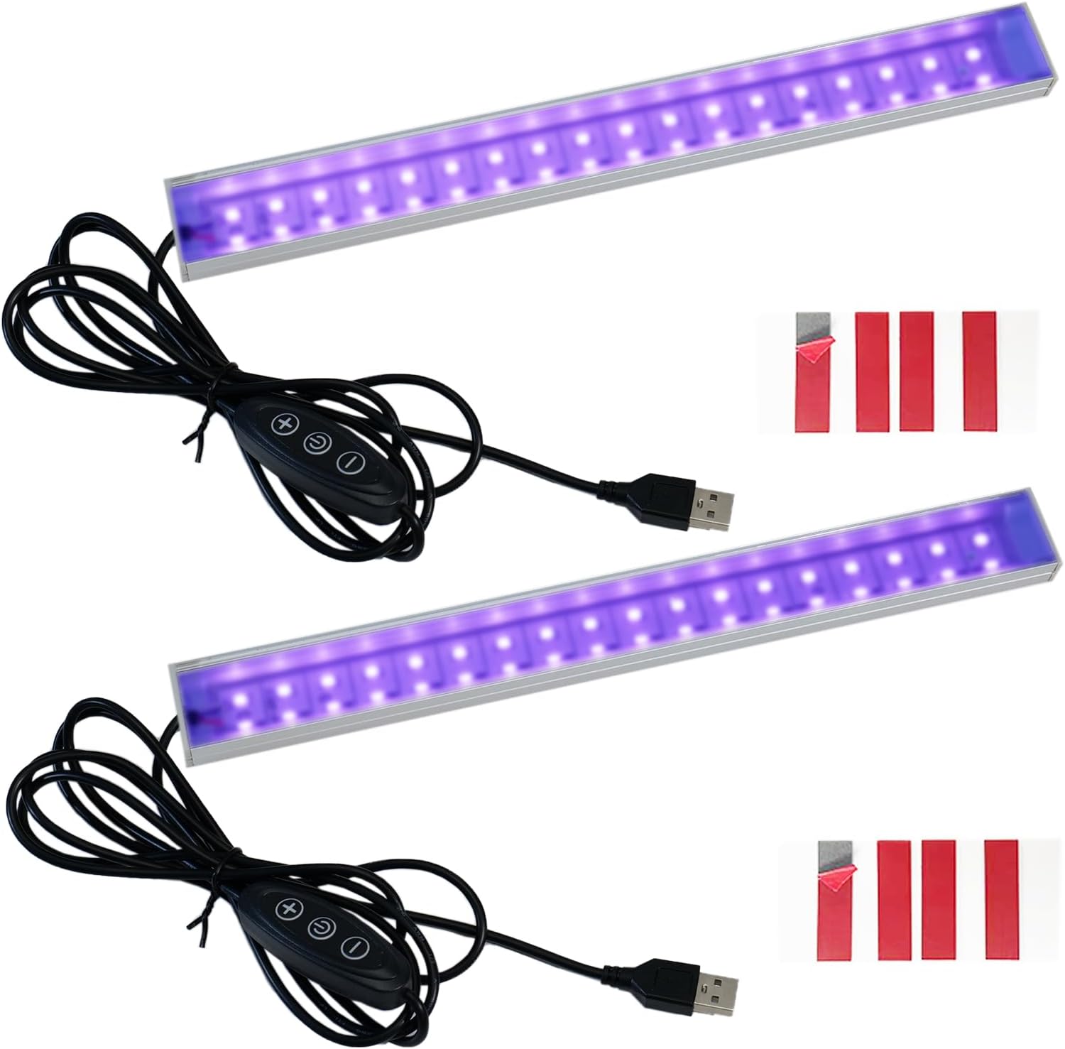UV Black Light Bar 395nm, 8.9 Inch USB Powered Blacklight Strip with 5 Brightness Levels for Halloween Decorations, Body Paint, Fluorescent Posters, Glow Party Lighting
