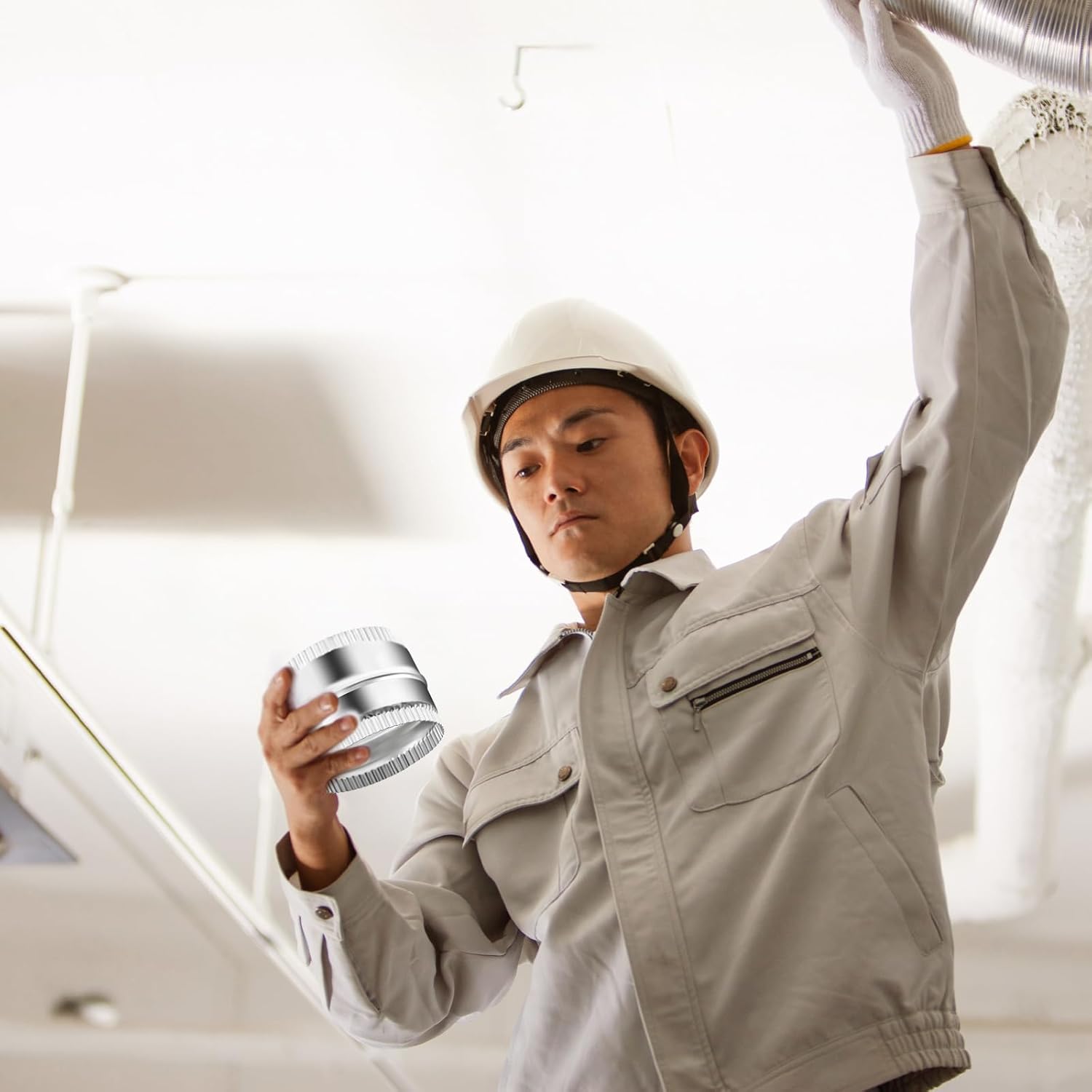 4 Inch Duct Connector Galvanized Steel Dryer Vent Connector Flexible Round Ventilation Duct Extension Metal Vent Coupler for 4" HVAC Pipe Hose Ductwork, 3 Inch Long, Silver(Crimped Ends)