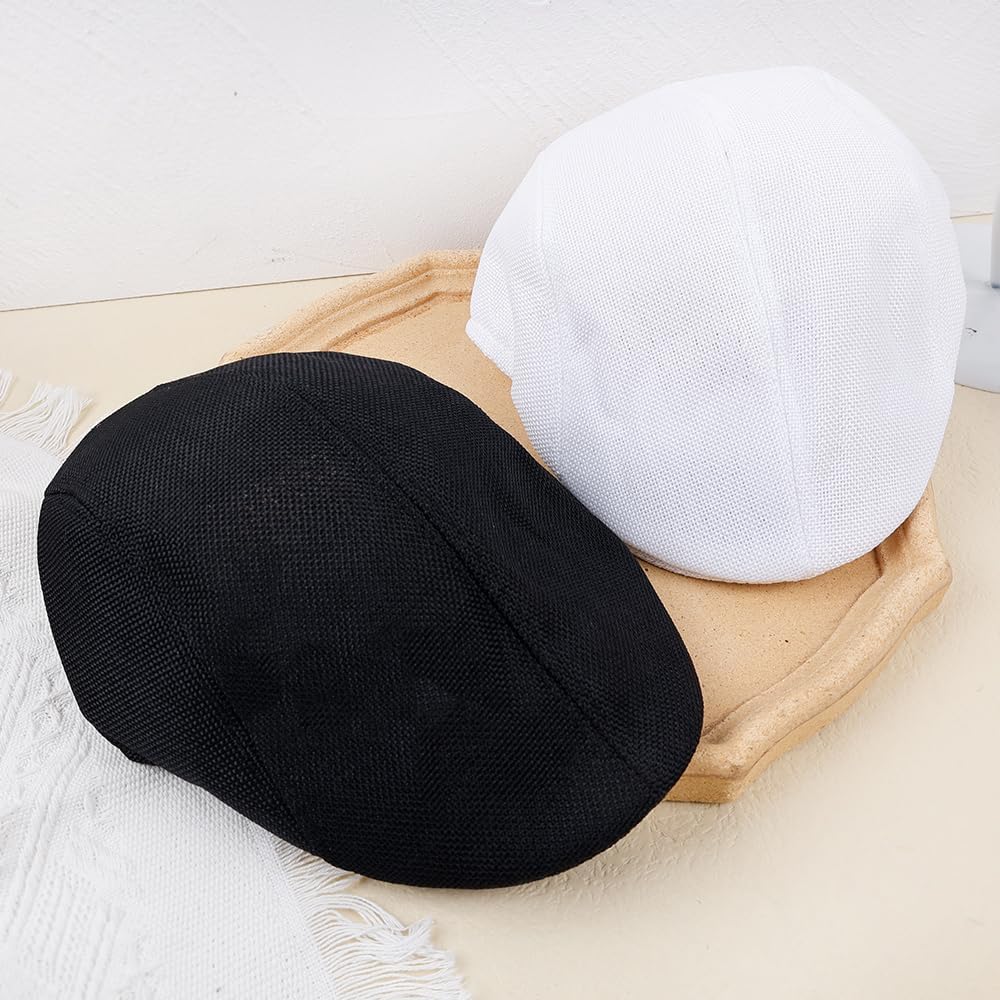 Boina de linho de algodão britânico, boné de bico de pato, casual, para uso ao ar livre, chapéu de boina com ponta plana, Preto, Tamanho Único Boina de linho de algodão britânico, boné de bico de pato, casual, para uso ao ar livre, chapéu de boina com ponta plana, Preto, Tamanho Único