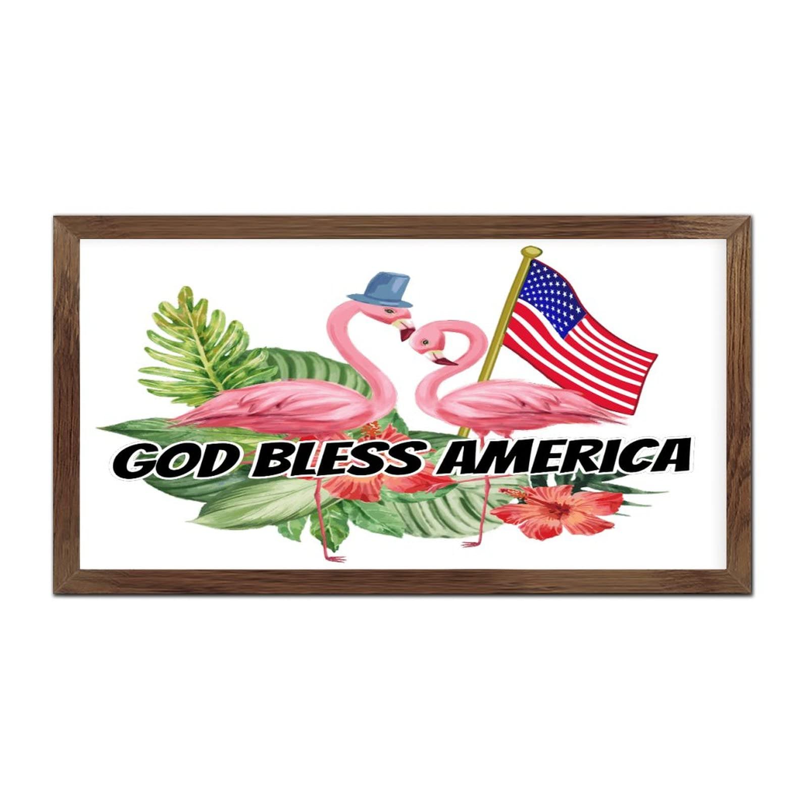 Cadre bois God Bless America pour une ambiance patriotique et chaleureuse de salle de bain