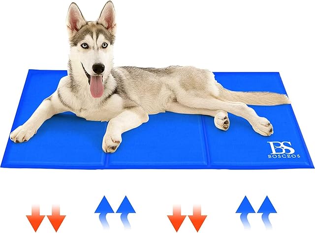 Bosceos Large Dog Cooling Mat, Waterproof Scratch-proof Activated Gel Cooling Pad for Dogs, Non-Toxic, Great Dog Accessories to Help Your Pet Stay Cool This Summer, Ideal for Home & Travel, 90x50cm