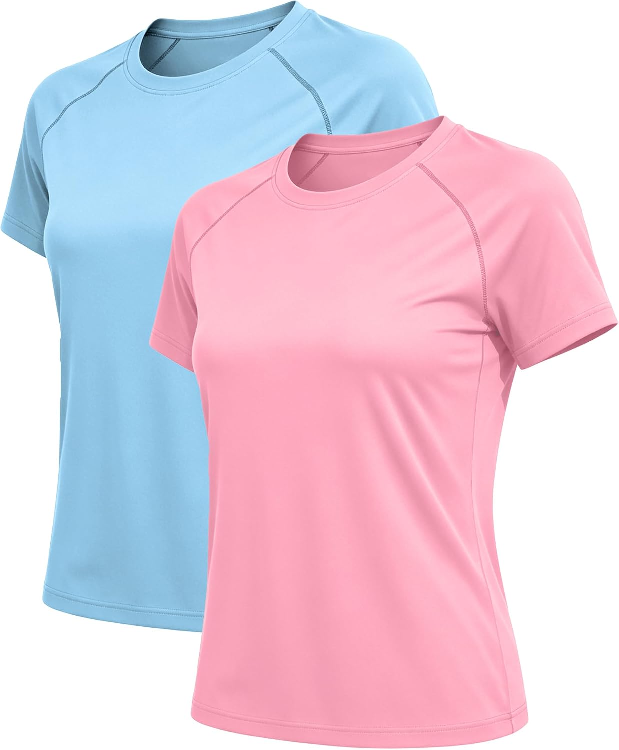 Women's Short Sleeve Workout T-Shirt UPF 50+ Raglan Sleeve Quick Dry Tops Sun Protection Crewneck Athletic Running Gym Tees