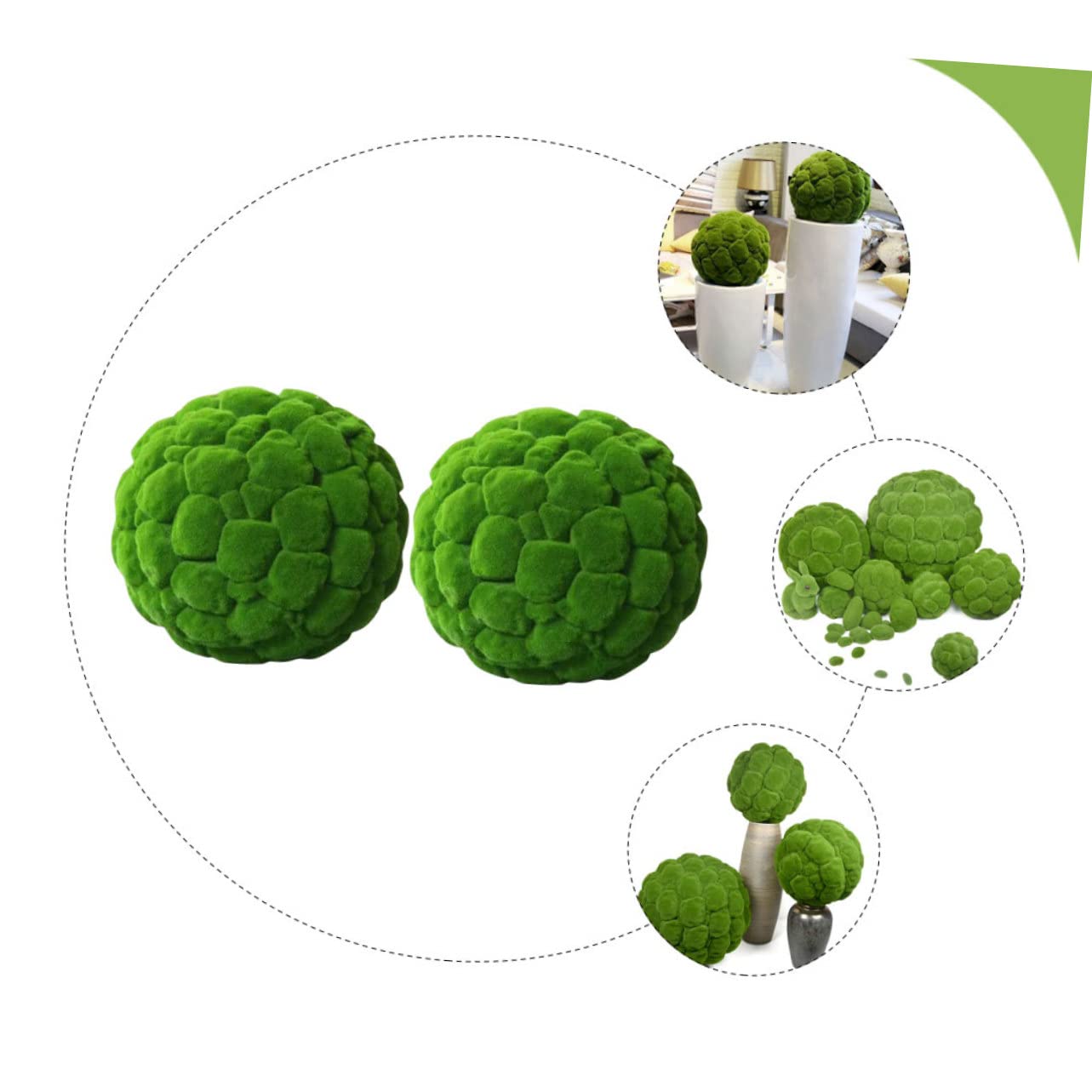 STOBOK 6stücke Künstliche Moosbälle Durchmesser Dekoration Für Innenräume Garten Und Hochzeiten Lebendige Topiary Pflanzen Für Moderne Und Skandinavische Stile