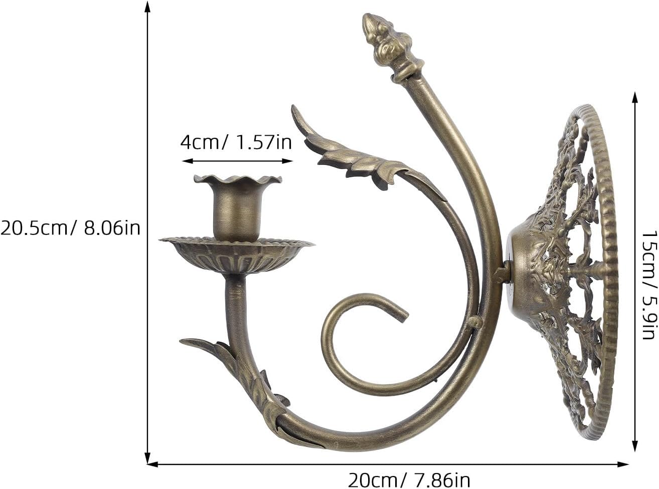 Vintage Wall Mounted Candle Sconce for Taper Candles, Iron